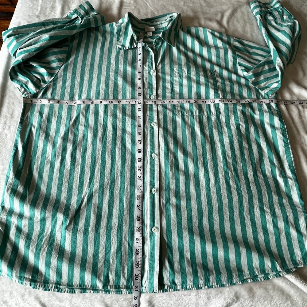 A New Day Womens 2X Striped Button Down Oversized Shirt - Picture 6 of 7